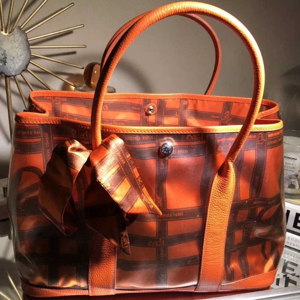 Vintage HERMES clear Vinyl Orange Handbag